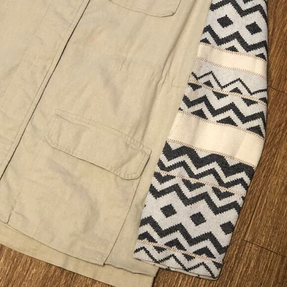 Pixley Stitch Fix Tan Black Cream Aztec Zip Up Utility Jacket Size Mediu - Picture 8 of 16